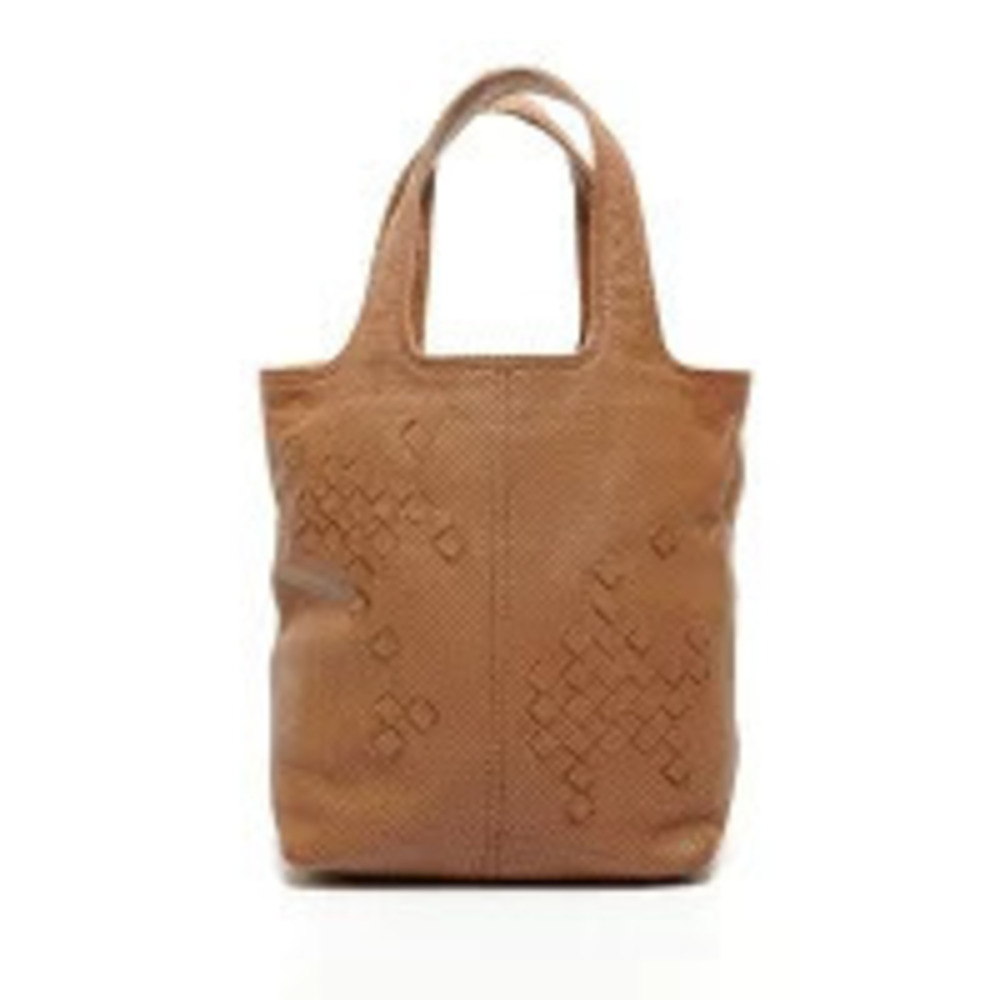 Bottega Veneta Perforated Intrecciato Leather Handbag Brown